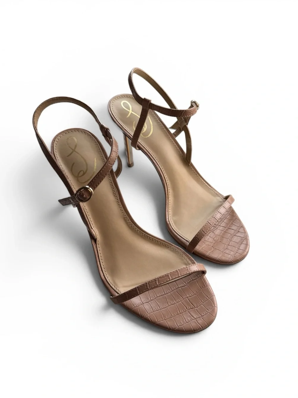 Sam Edelman Doran Croc Embossed Heeled Sandals Size 9